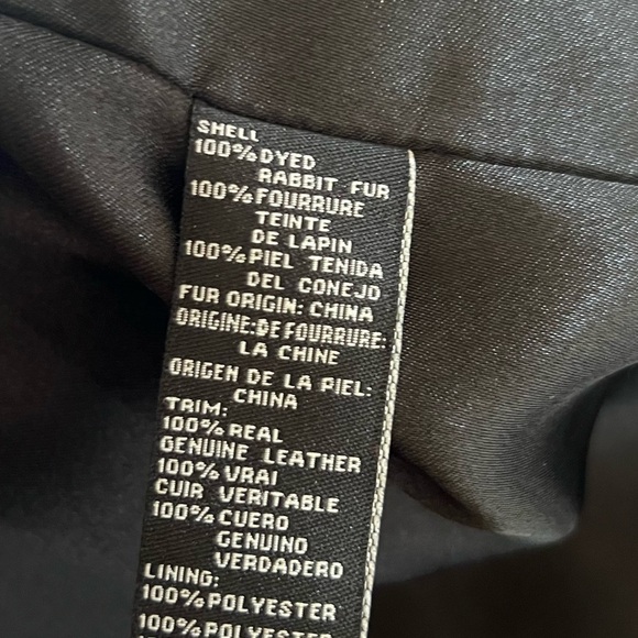 Bebe Black Zip Front Leather Rabbit Fur Coat NWT Medium - Picture 10 of 14